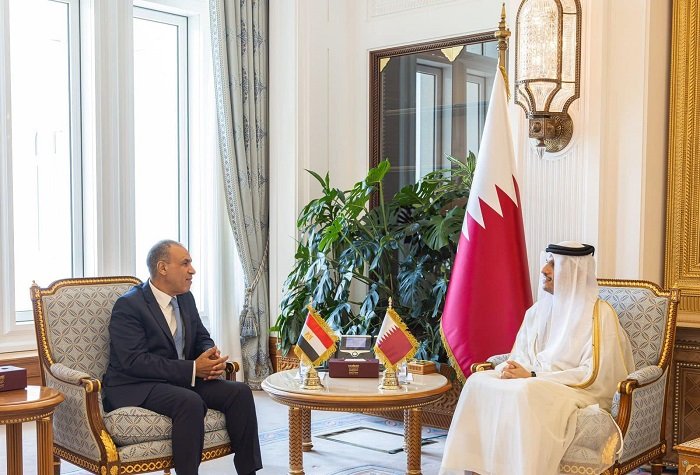 ٢٣ ٣٣ ١٢ وزير الخارجية القطري ونظيره المصري في الدوحة