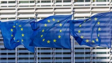 السودانيون يحتجون أمام الإتحاد الأوروبي 14 ١٣ ١٨ ٠١ علم الاتحاد الأوروبي