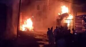 حريق في سوق خزان جديد