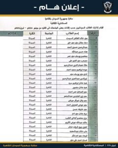 تنويه مهم من سفارة السودان بالقاهرة